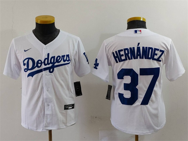 Youth Los Angeles Dodgers #37 Teoscar Hernández White Stitched Baseball Jersey